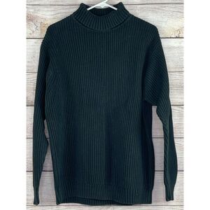 Vintage L.L. Bean Knit Sweater Men's 100% Cotton Heavy Sweater Black Large